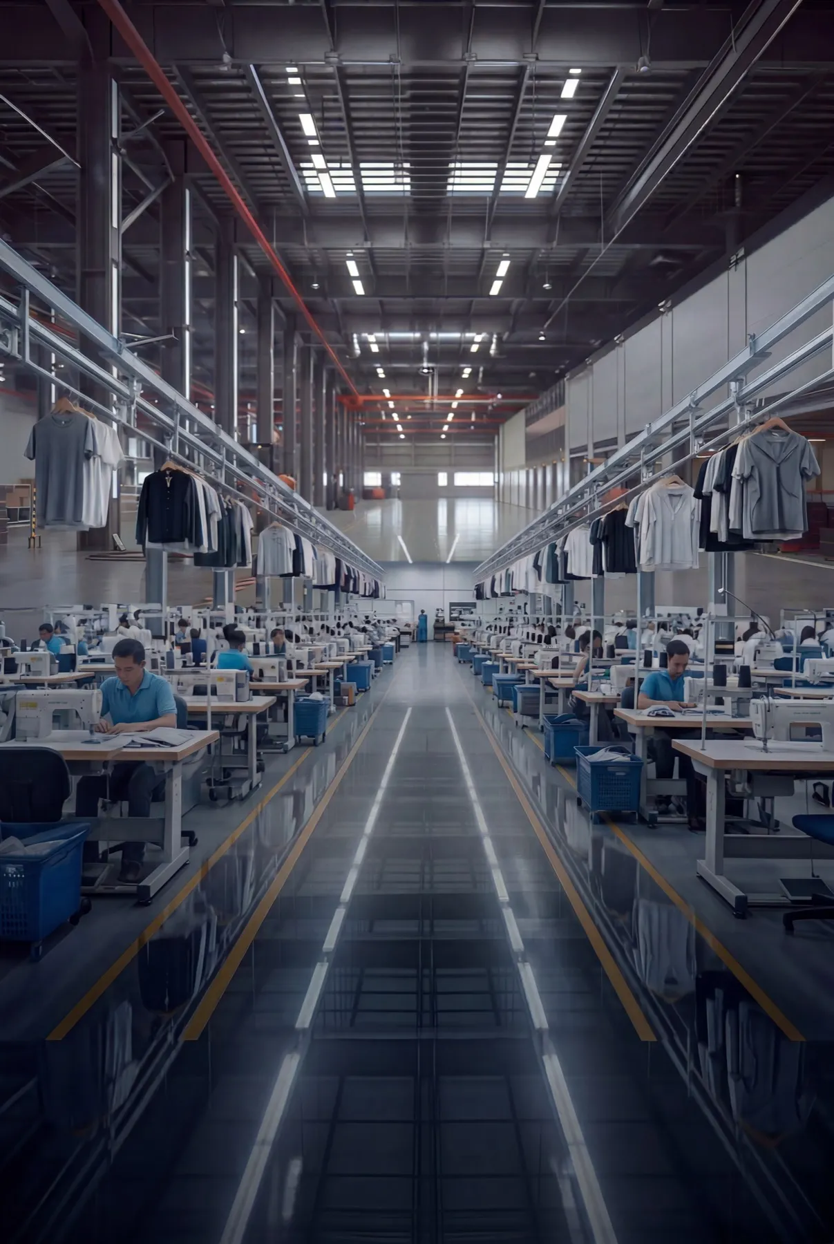 Textile garment factory production floor